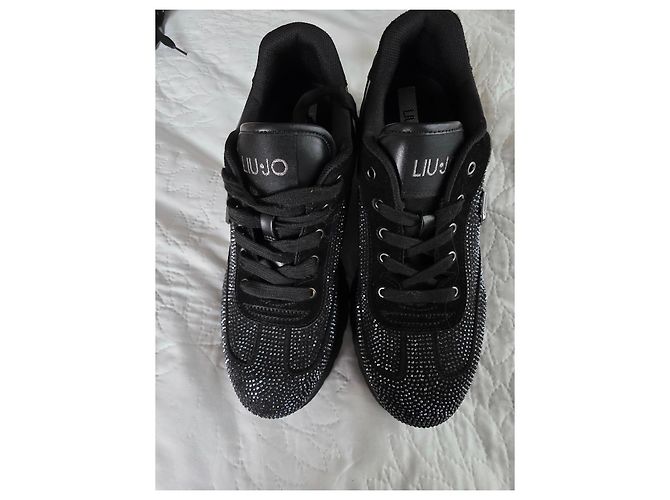 Sneakers Liu.Jo Nere in Pelle e Strass Nero - vista 8