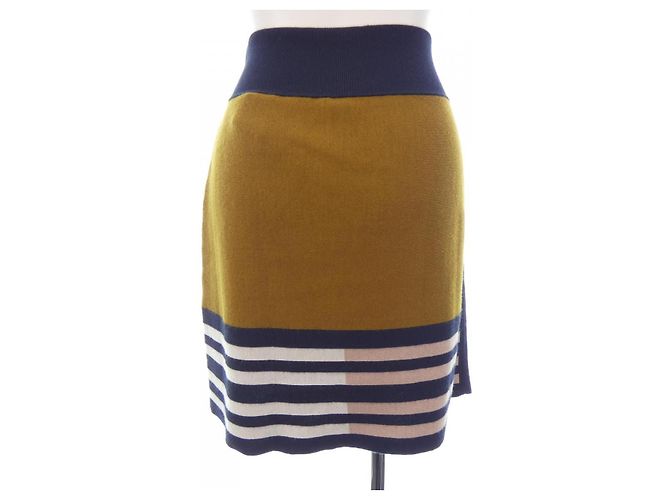 Falda de mezcla de cachemira de Hermès Castaño Azul Azul marino - vista 2
