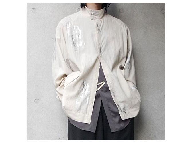 Autre Marque Camisa de manga balançada pintada EMAM em rayon e nylon Bege Cru - vista 3