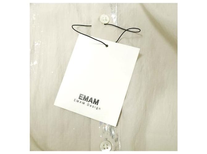 Autre Marque Camisa de manga balançada pintada EMAM em rayon e nylon Bege Cru - vista 4