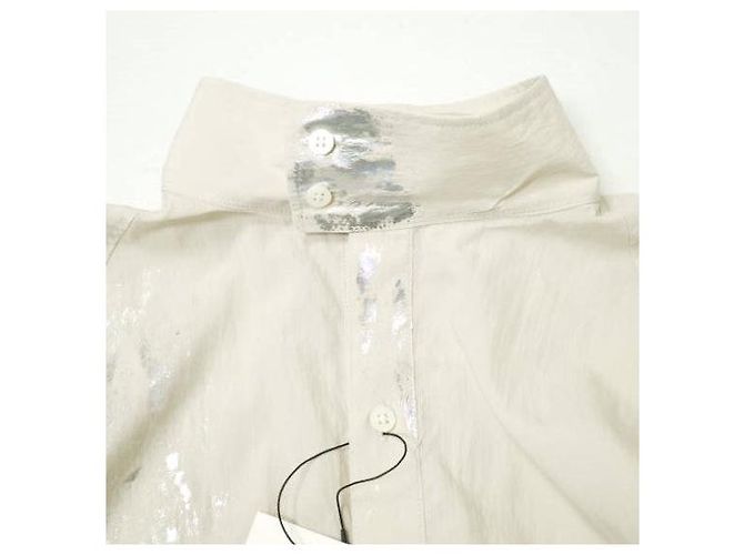 Autre Marque Camisa de manga balançada pintada EMAM em rayon e nylon Bege Cru - vista 5