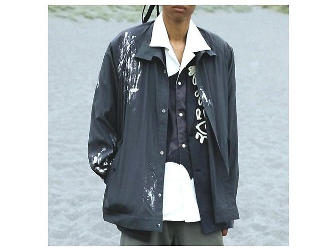 Autre Marque Camicia a maniche a dondolo dipinta EMAM in rayon e nylon Grigio Grigio antracite - vista 3