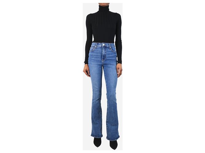 Veronica Beard Blaue hochgeschnittene Skinny-Flare-Jeans - Größe UK 8 - Ansicht 2