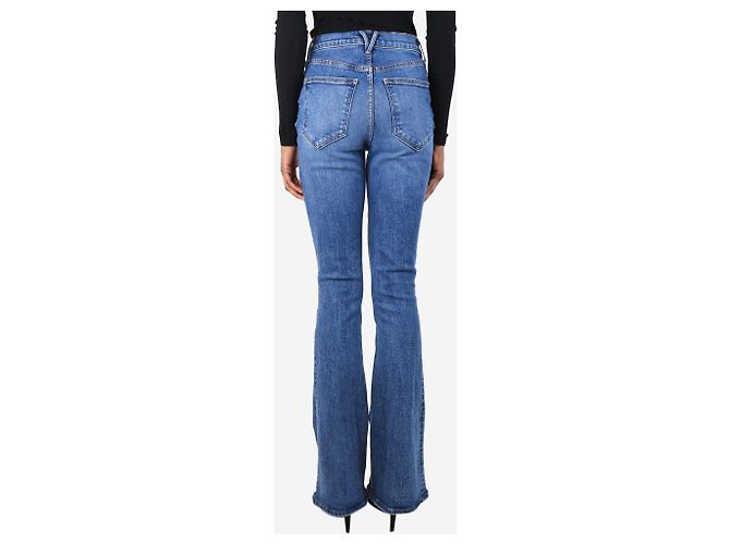 Veronica Beard Blaue hochgeschnittene Skinny-Flare-Jeans - Größe UK 8 - Ansicht 3