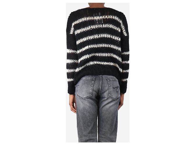 Saint Laurent Schwarz gestreifter Mohair-Mix-Pullover - Größe XS - Ansicht 3