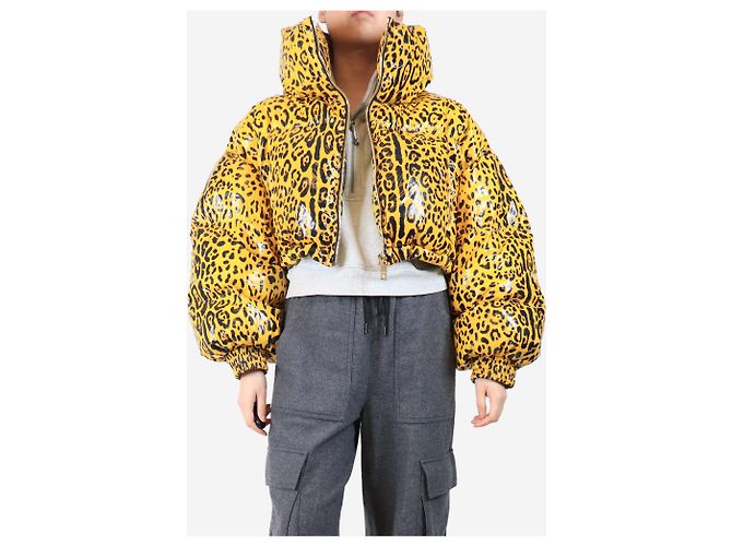 Dolce & Gabbana Gelbe Leopardenmuster cropped Pufferjacke - Größe S - Ansicht 3