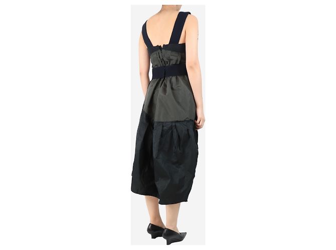 Prada Abito midi a contrasto kaki e nero - taglia UK 10 - vista 2