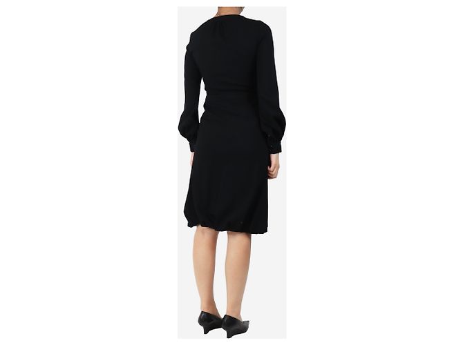 Burberry Schwarzes Wollcrepe-Midi-Kleid - Größe UK 8 - Ansicht 2