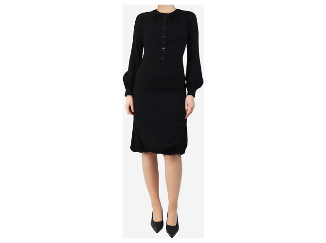 Burberry Schwarzes Wollcrepe-Midi-Kleid - Größe UK 8 - Ansicht 3