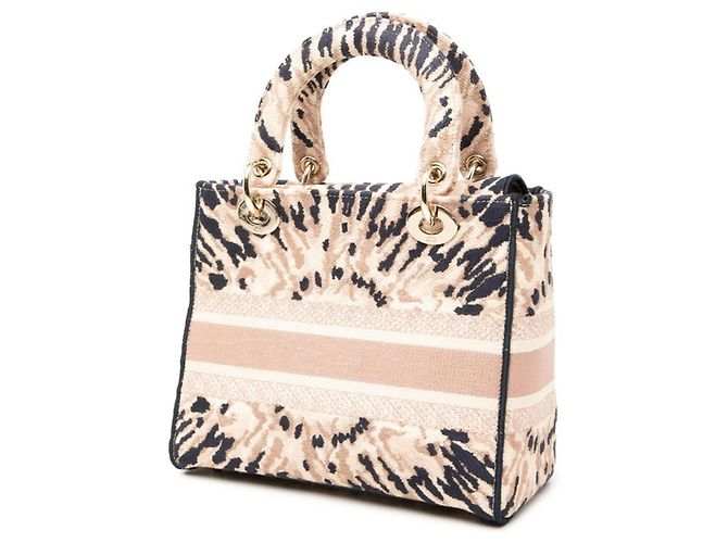Borsa a mano Christian Dior Dior Lady Tie-Dye ricamata Rosa Blu navy - vista 2