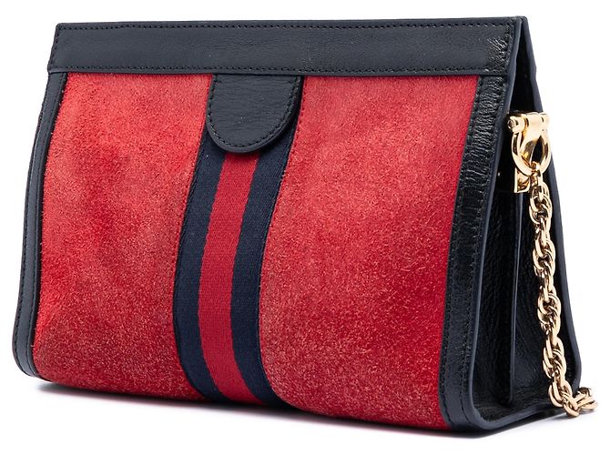 Gucci Red Small Suede Web Ophidia Chain Crossbody Vermelho - vista 2