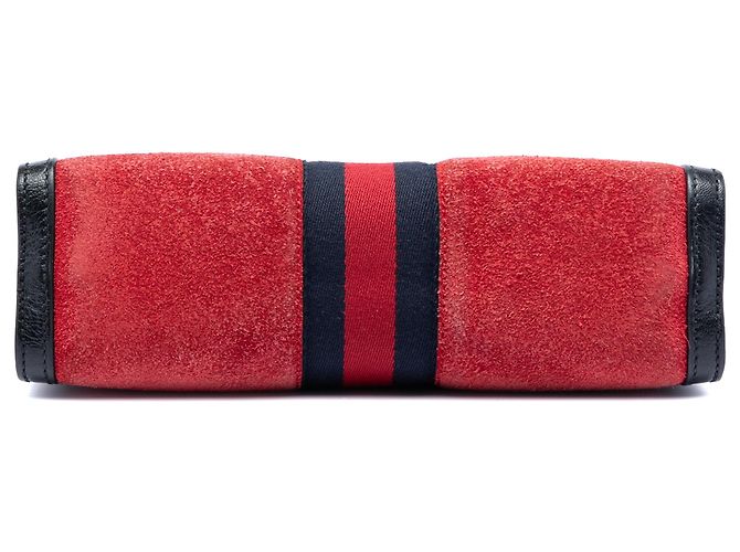 Gucci Red Small Suede Web Ophidia Chain Crossbody Vermelho - vista 3