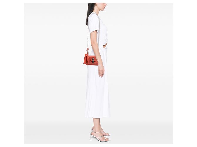 Gucci Laranja Pequena Bolsa de Couro Miss Bamboo Transversal - vista 7