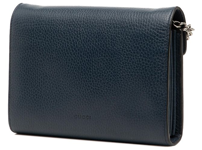 Gucci Mini Portafoglio in Pelle Blu Dionysus con Catena Blu scuro - vista 2