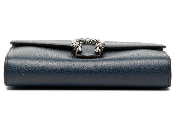 Gucci Mini Portafoglio in Pelle Blu Dionysus con Catena Blu scuro - vista 3