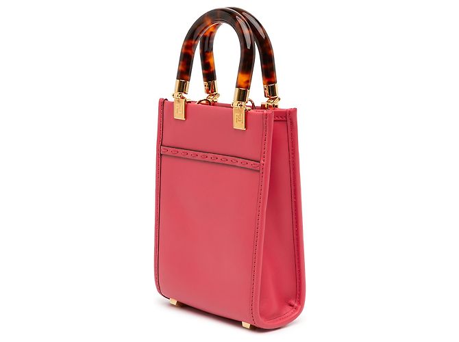 Fendi Mini Borsa Sunshine Shopper in Pelle Rosa - vista 2