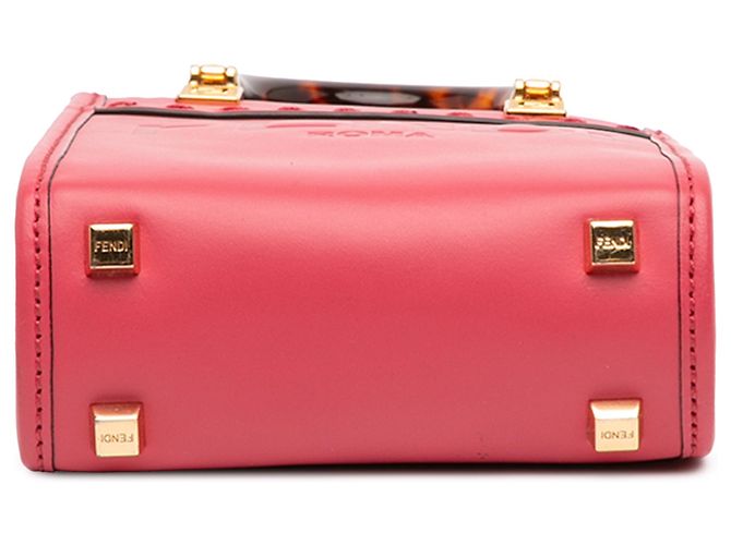 Fendi Mini Borsa Sunshine Shopper in Pelle Rosa - vista 3