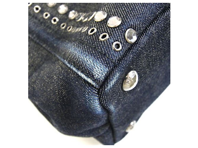 Borsa Prada Canapa in denim blu navy - vista 4