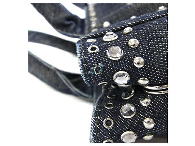 Borsa Prada Canapa in denim blu navy - vista 5