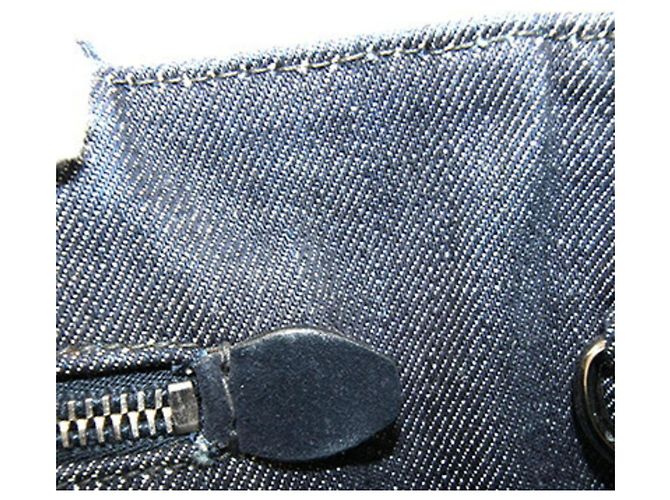 Borsa Prada Canapa in denim blu navy - vista 9