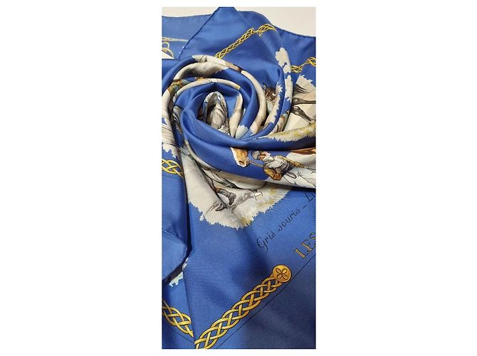 Foulard Hermès in seta Les robes blu - vista 14