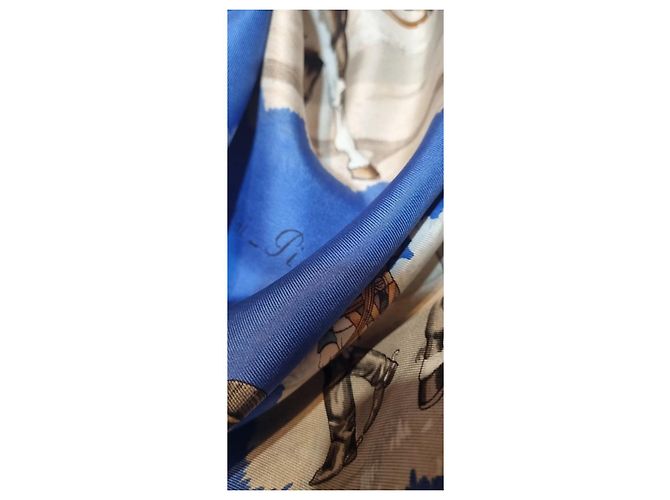 Foulard Hermès in seta Les robes blu - vista 15