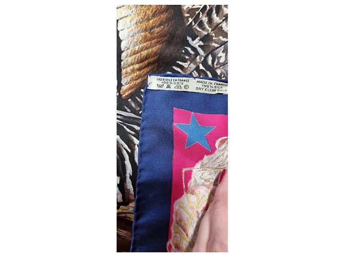 Foulard in seta "Fauna e Flora del Texas" di Hermès Marrone Rosa Blu Beige Verde - vista 11
