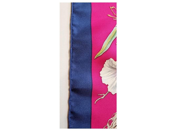 Foulard in seta "Fauna e Flora del Texas" di Hermès Marrone Rosa Blu Beige Verde - vista 13