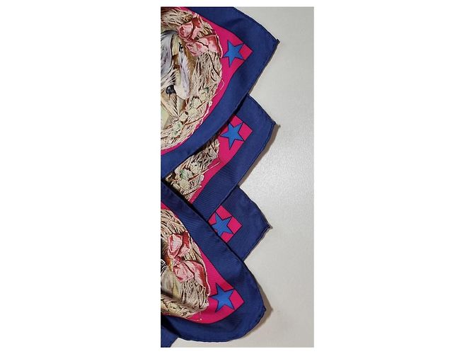 Foulard in seta "Fauna e Flora del Texas" di Hermès Marrone Rosa Blu Beige Verde - vista 15