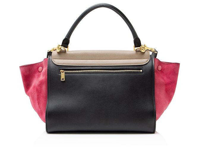 Céline Mittelgroße Trapez-Tasche aus Tricolor Kalbsleder von Celine Schwarz - Ansicht 3