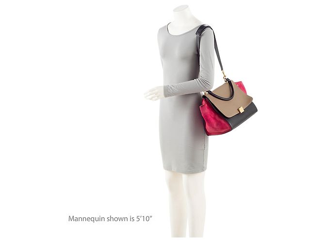 Céline Mittelgroße Trapez-Tasche aus Tricolor Kalbsleder von Celine Schwarz - Ansicht 5