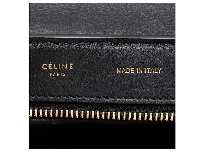 Céline Mittelgroße Trapez-Tasche aus Tricolor Kalbsleder von Celine Schwarz - Ansicht 8