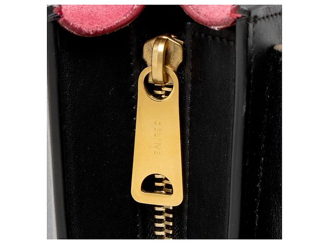 Céline Mittelgroße Trapez-Tasche aus Tricolor Kalbsleder von Celine Schwarz - Ansicht 9