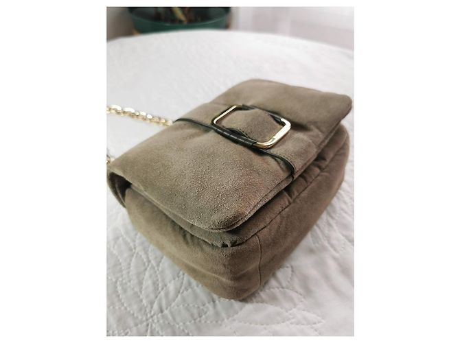 Ba&Sh Teddy Puffed Wildleder Tasche Khaki - Ansicht 13