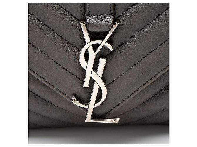 Borsa a tracolla Saint Laurent Matelasse Calfskin Monogram College Large Grigio - vista 10