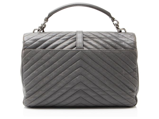 Borsa a tracolla Saint Laurent Matelasse Calfskin Monogram College Large Grigio - vista 3