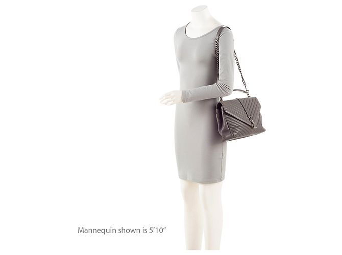 Borsa a tracolla Saint Laurent Matelasse Calfskin Monogram College Large Grigio - vista 5