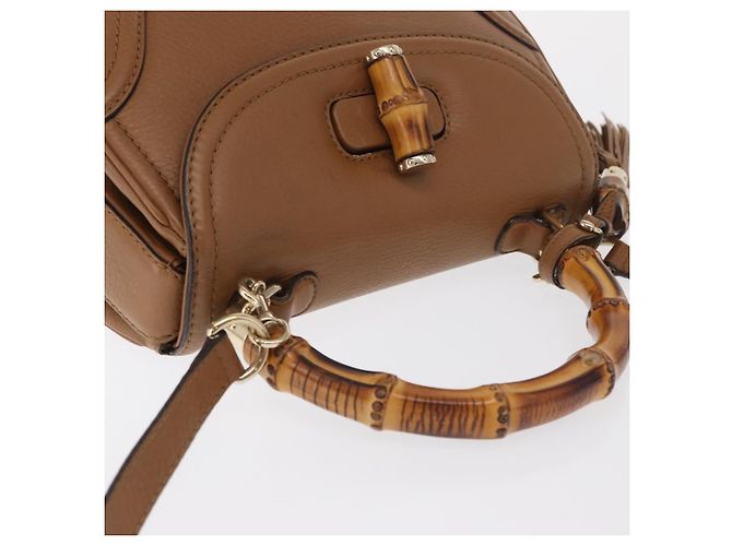Borsa a Mano Gucci New Bamboo 1921 in Pelle Media Marrone - vista 7
