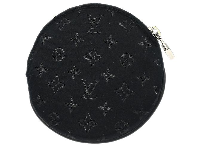 Runder Münzbeutel Louis Vuitton Limitierte Auflage Monogramm Seide Schwarz - Ansicht 2