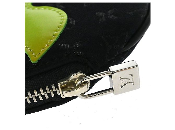 Runder Münzbeutel Louis Vuitton Limitierte Auflage Monogramm Seide Schwarz - Ansicht 6