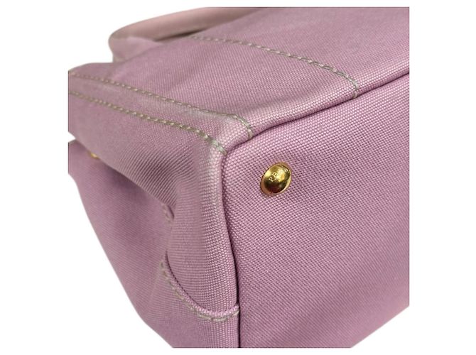 Borsa a Spalla Prada Canapa Tote SS Rosa Bianco - vista 10