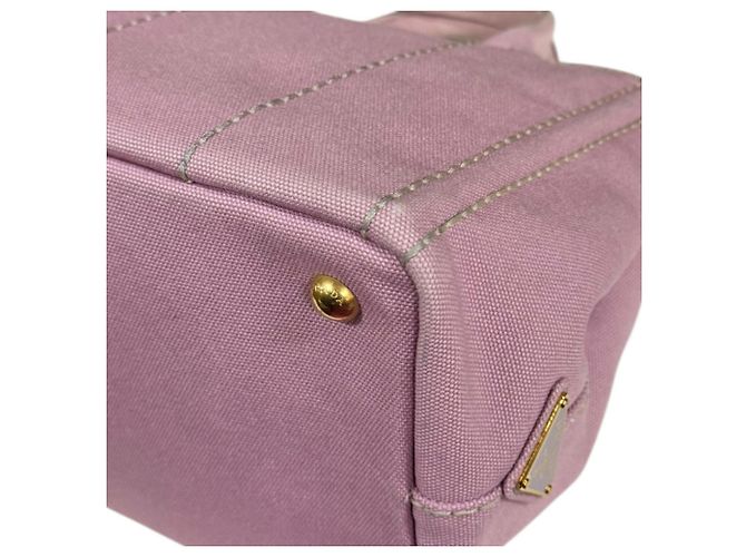Borsa a Spalla Prada Canapa Tote SS Rosa Bianco - vista 11