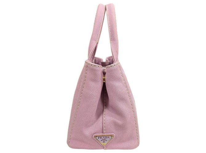 Borsa a Spalla Prada Canapa Tote SS Rosa Bianco - vista 4