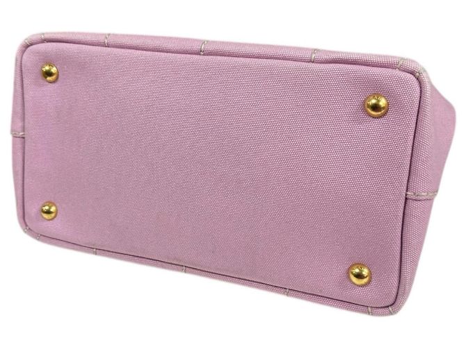 Borsa a Spalla Prada Canapa Tote SS Rosa Bianco - vista 5