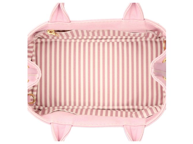 Borsa a Spalla Prada Canapa Tote SS Rosa Bianco - vista 6