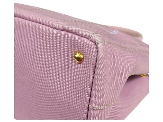 Borsa a Spalla Prada Canapa Tote SS Rosa Bianco - vista 9
