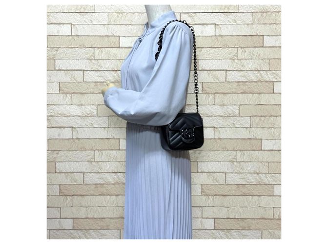 Borsa a Spalla Gucci Mini Pochette GG Marmont Nero - vista 2