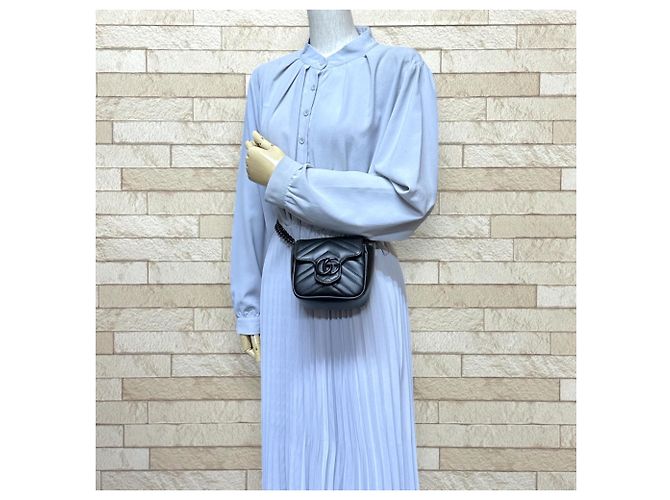 Borsa a Spalla Gucci Mini Pochette GG Marmont Nero - vista 3