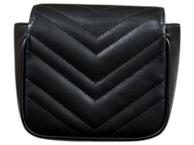 Borsa a Spalla Gucci Mini Pochette GG Marmont Nero - vista 4