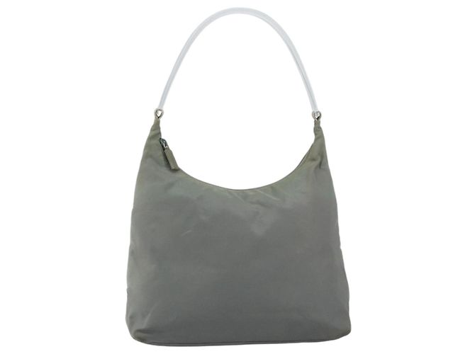 PRADA Borsa a mano in nylon grigio argento Auth 170504 Marrone - vista 13